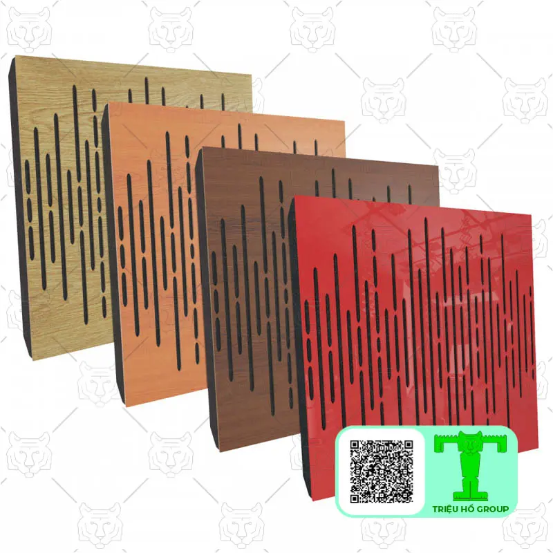 Tấm gỗ tiêu âm xẻ rãnh nhiều màu