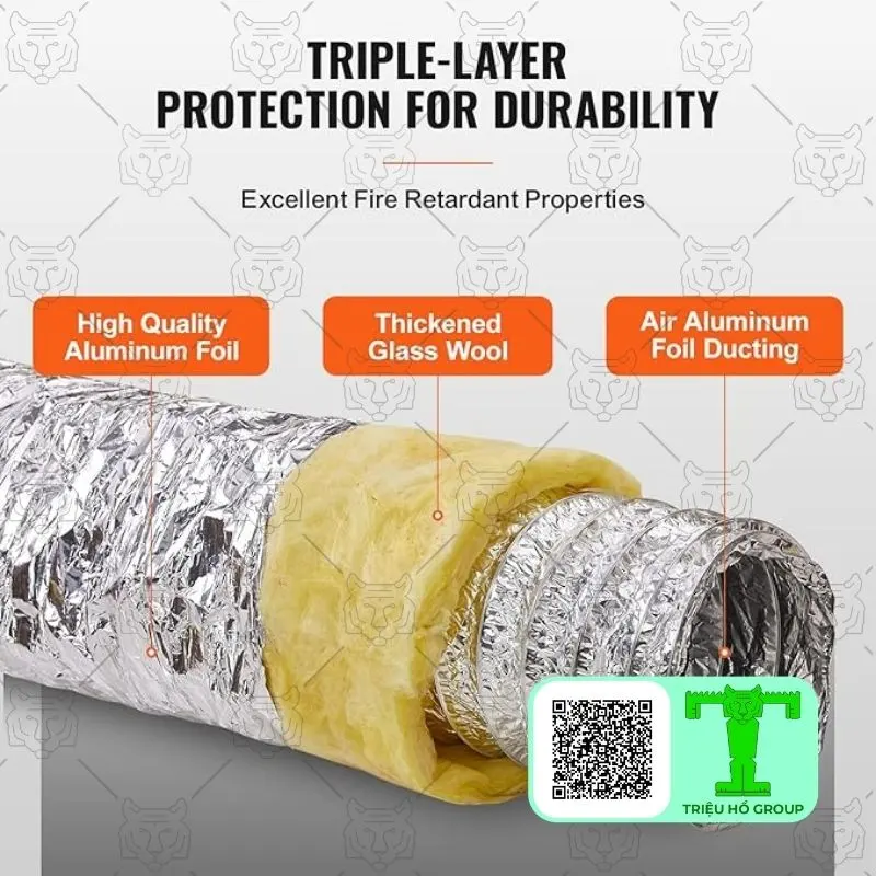 Cấu tạo ba lớp của ống gió mềm bảo ôn