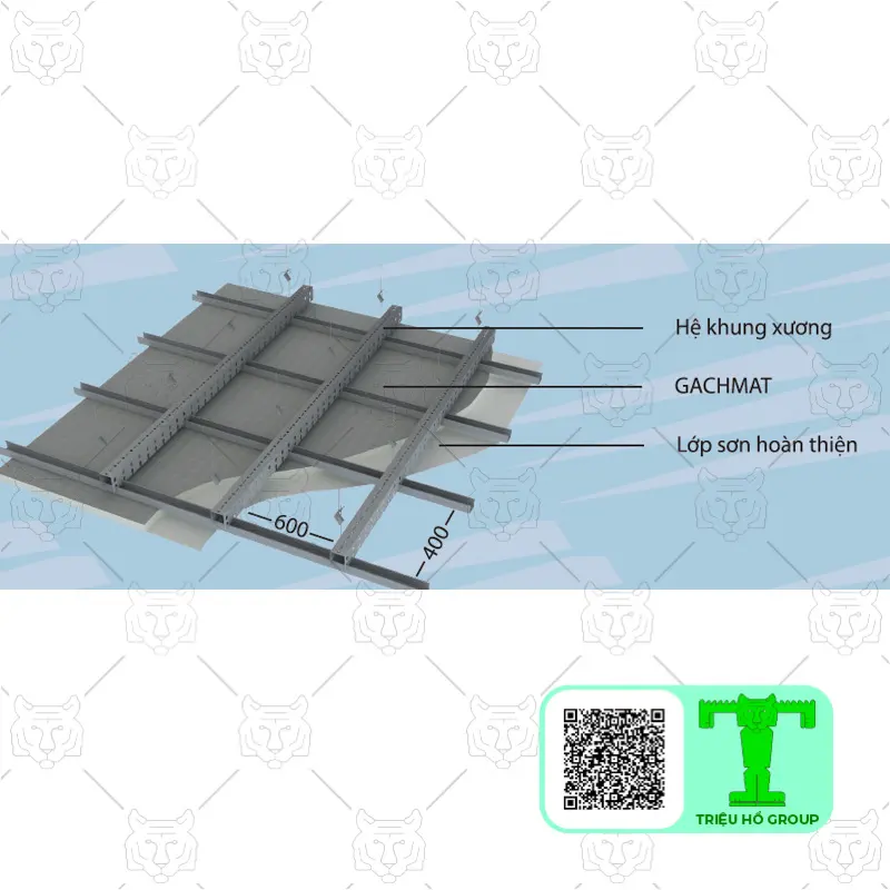 Sơ đồ cấu tạo trần cách nhiệt bằng tấm PU