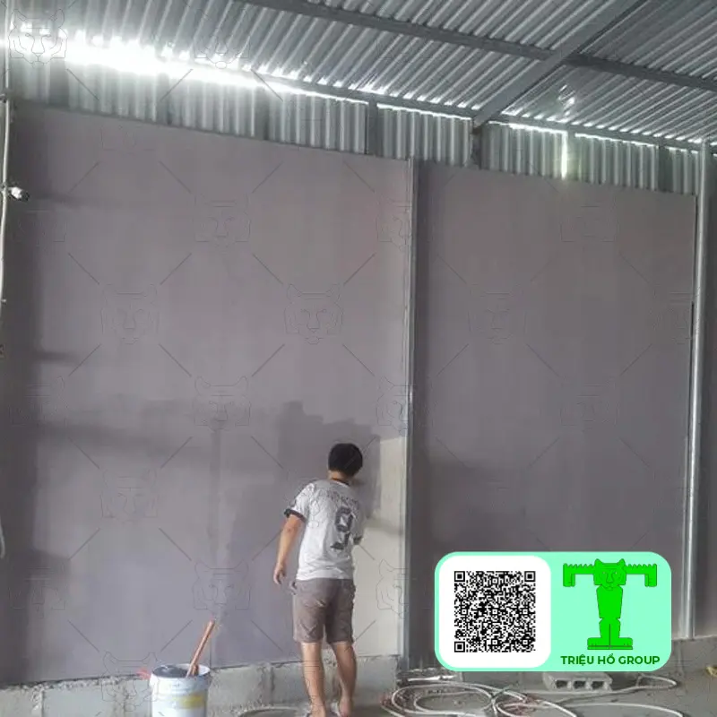 Hoàn thiện tường sau khi ốp XPS cách nhiệt